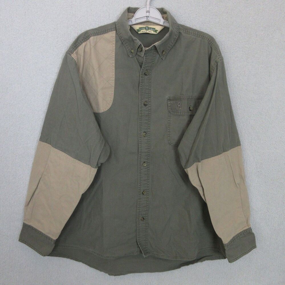 Bob Allen Shooting Shirt Button Down Olive Green Tan Men's Size XL